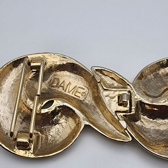 Vintage Dame Gold Tone Modernist Infinity Twist Scroll Belt Buckley - Picture 4 of 4